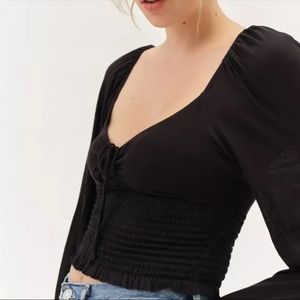 Urban Outfitters Old Soul Smocked Top XS Black